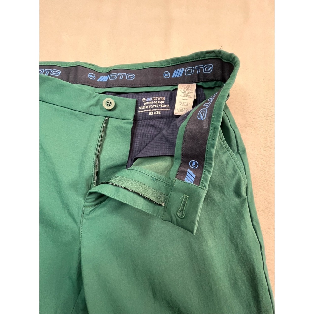 vineyard Vines OTG on the Go Pants Mens 33‎ x 32 Green Chinos Cotton Stretch - Picture 3 of 11
